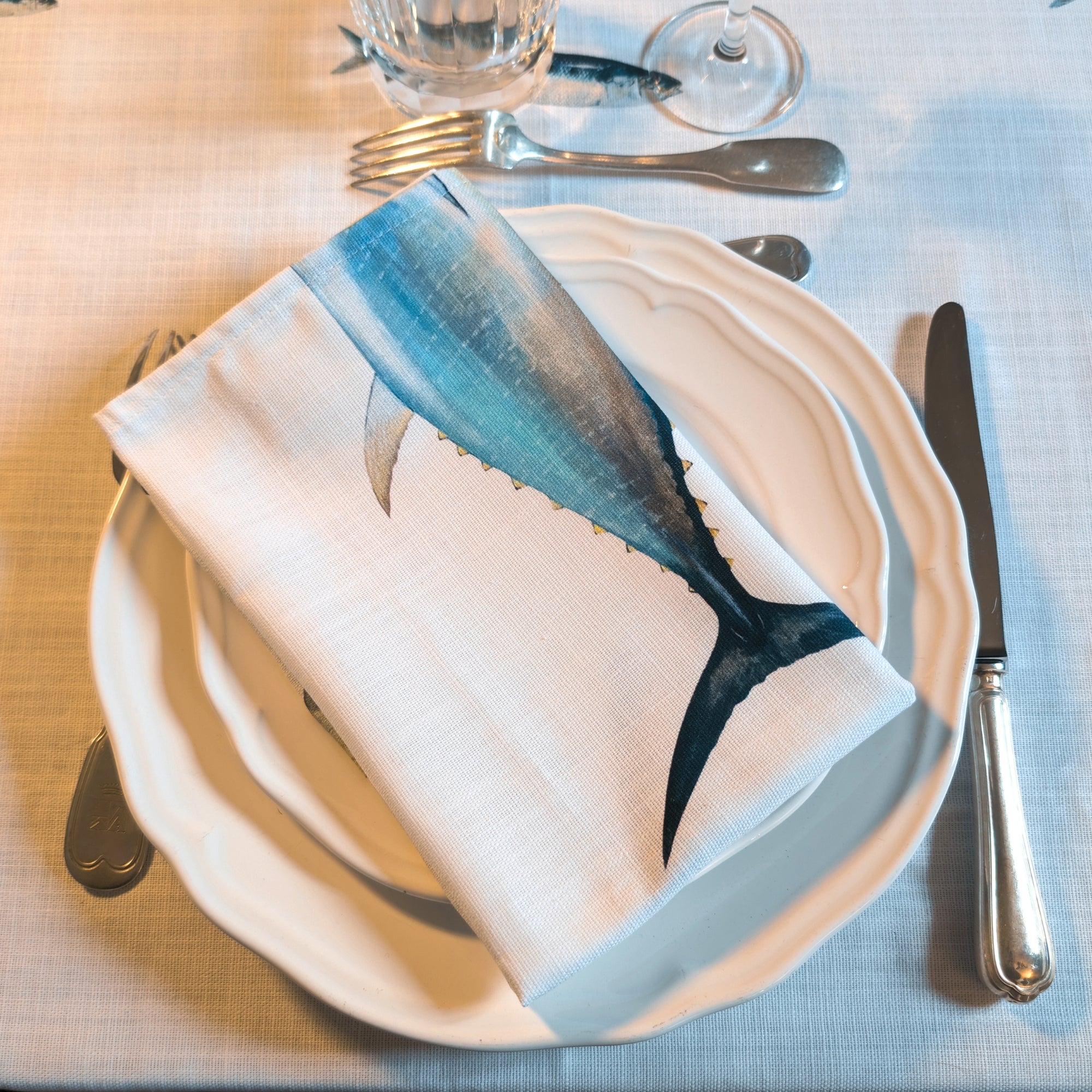 Pack de 6 serviettes de table : La Marée Bleue
